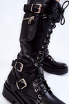 Women's high boots with a kidney with a zipper Black Joelle