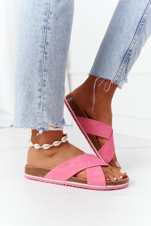 Leather Profiled Slippers Big Star HH274597 Fuchsia