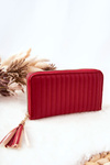 Quilted Wallet with Tassel Red