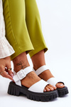 Women's Leather Flat Sandals White Dean