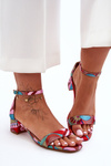 Patterned Heels Satin Sandals Mix Pink Inspire Me!