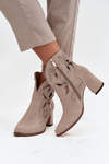 Suede openwork women's ankle boots with heel Zazoo 3647 Cappuccino