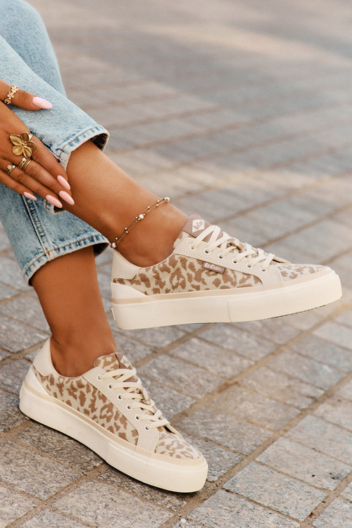 Low Women Sneakers Leopard Print Lee Cooper LCW-25-02-3330L Beige