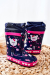 Children's Rubber Galoshes boots Navy Teddy bear Zinstina