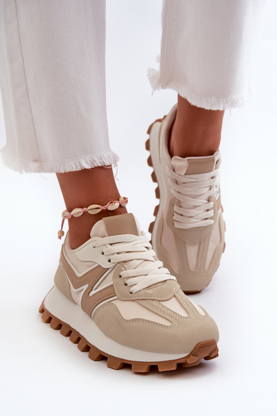 Damskie Buty Sportowe Sneakersy Beżowe Kalelia