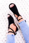 Black Suede Sandals on Light Platform Espanoso