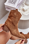 Cowboy Ankle Boots On Heel With Eco Suede Camel Narinae