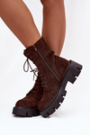 Women's workery boots with decorative element insulated chocolate Ilyane