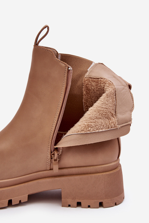 Leather Ankle Boots with Zip Dark Beige Pitrese