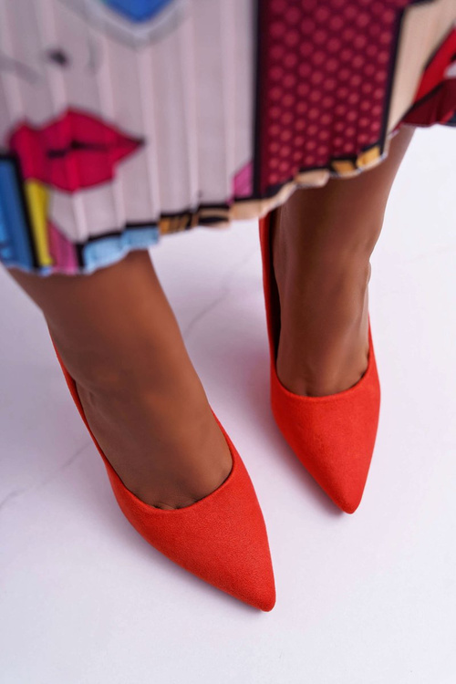 Szpilki Damskie Zamszowe Pomarańczowe Yanna