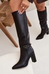 Women's Insulated Heeled Boots with Buckle Black Fionelle