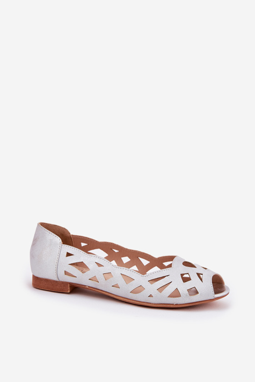 Perforated Ballerinas With Open Toes Silver Calgis