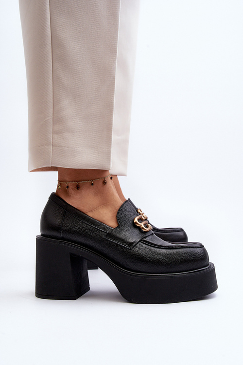 Zazoo 20170 Women's Leather Shoes with Heels Black