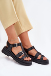 Eco Leather Women's Sandals With Buckles Black Mireza