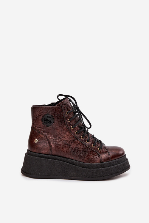 Leather Boots on a Thick Platform Maciejka 06309-32 Metallic Brown