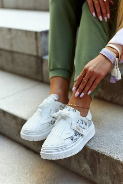 Buty Sportowe Sneakersy Damskie Skórzane Biał-Czarne Your Dreams