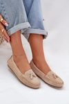 Women's Flat Classic Suede Loafers S.Barski LR51-548 Beige
