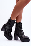 Leather Massive Boots With Heel Spikes Black Cadabra