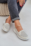 Lightweight Leather Perforated Loafers Women's Platform Beige Tanelora