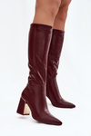 Women's High Heel Boots with Gold Element Bordeaux Alessine