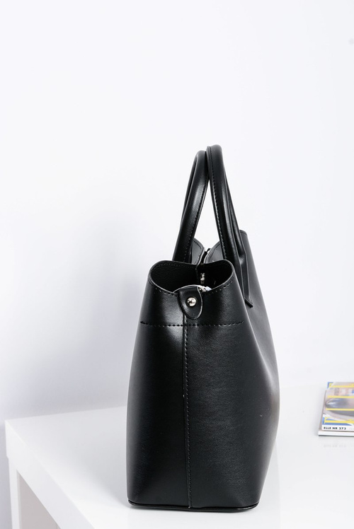 Black Women's Shopper Handbag + Cosmetic Bag