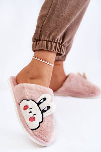 Women's Fur Slippers With Rabbit Pink Trisha