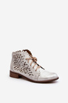 Zazoo 2871 Women's Laced Ankle Boots Silver