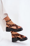 Women's Platform And Wedge Sandals In Leopard Print Brown Tenzorus