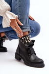 Decorated Women's Boots with Zipper Black Elonte