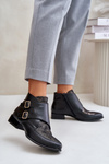 Leather Ankle Boots With Low Heel And Buckles Maciejka 06696-01 Black