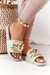 Rubber Slippers With Chain Light Green One Moment