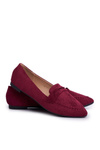 Women's Suede Moccasins CH-1M6 Maroon Laveria