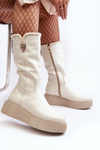 Women's Wool Leather Boots Cream Bayla