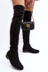 Women's Knee-High Boots On Flat Heel Black Bikka