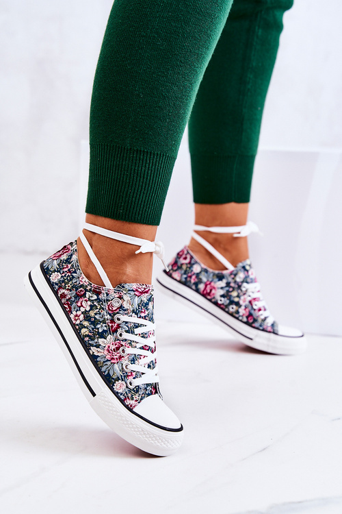 Low Sneakers With Green Flowers Desiree