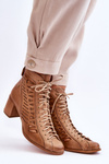 Leather Openwork Boots Maciejka 05508-10 Dark beige