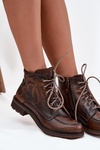 Women's Boots Made of Genuine Leather with Flat Heel Maciejka 07063-02 Brown
