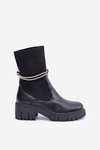 Boots With Sock And Shiny Lacing Black Dinarca