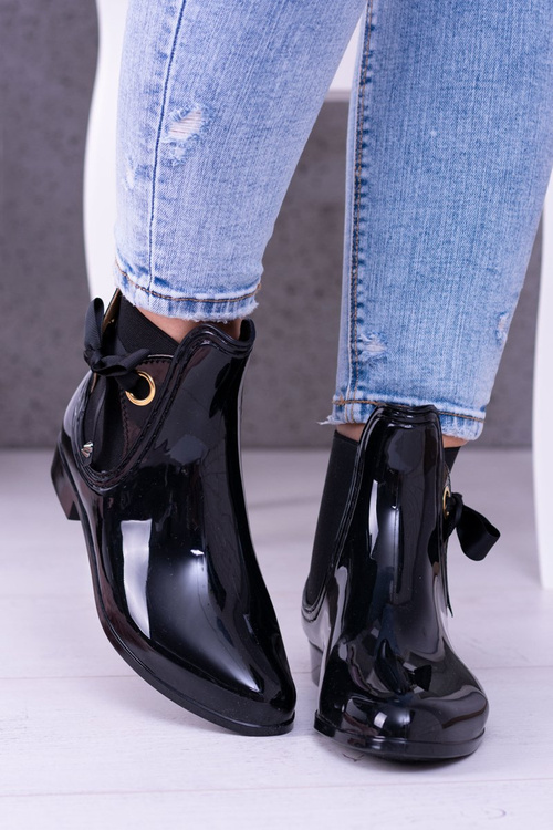 Black Lacquered Women's Kalosze Sztybletyty Someday