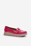 Zazoo Leather Platform Moccasins with Decoration Fuchsia
