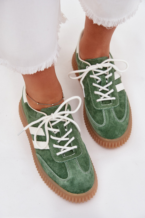 Women's Suede Sneakers On Platform Green Marisae