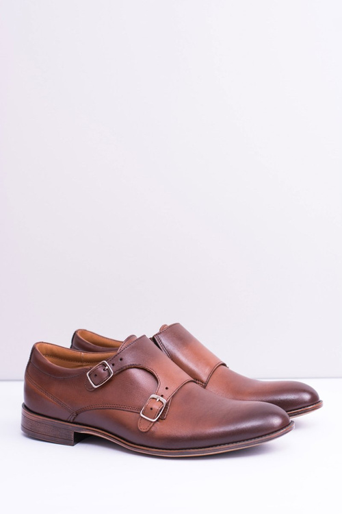 Leather Elegant Men's Monk Half Boots Brown
