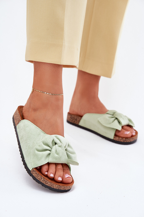 Women's Sandals On Cork Sole With Bow Mint Seressa