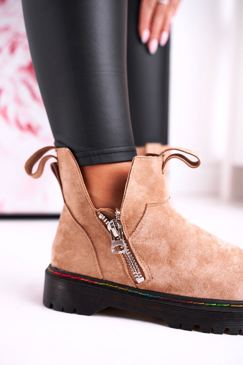 Women's Chelsea Boots With Colorful Stitching Suede Beige Addison