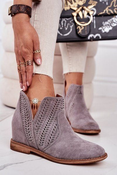 Openwork Boots On A Wedge Grey Melanie