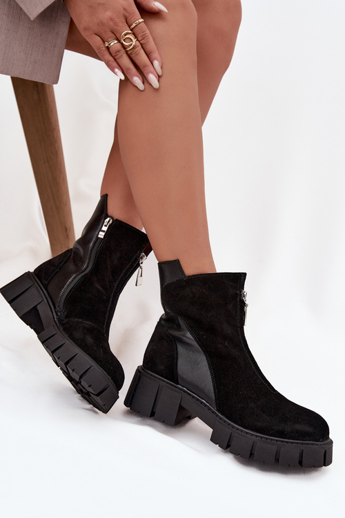 Women's Boots Made of Genuine Suede Lined D A JC52 874 Black