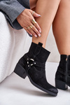 Suede insulated ankle boots with heels black Zazoo 60477