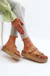 Women's Platform Sandals with Buckles Camel Lolpey