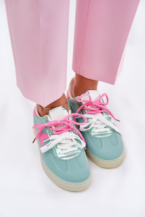 Buty Sportowe Damskie Niskie Panterka Miętowo-Różowe Zelevelis