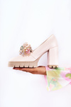 Elegant Pumps With Ornament Smooth Light pink Caterine